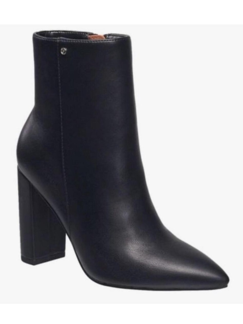 French Connection Black Pointed-Toe Block Heel Ankle Boot